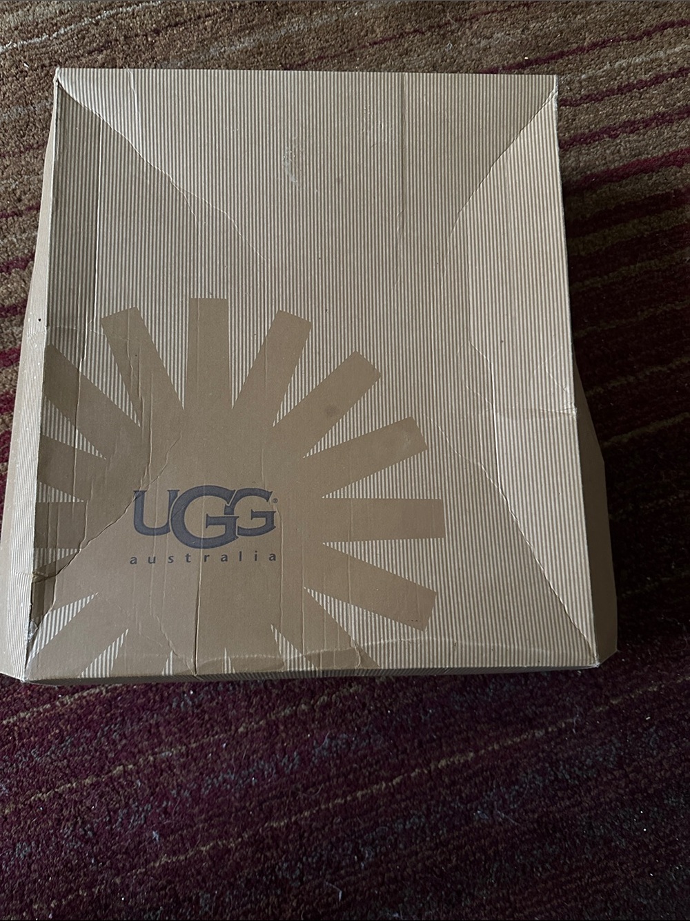 UGG Tan Cardboard Shoe Box with Sunburst Logo